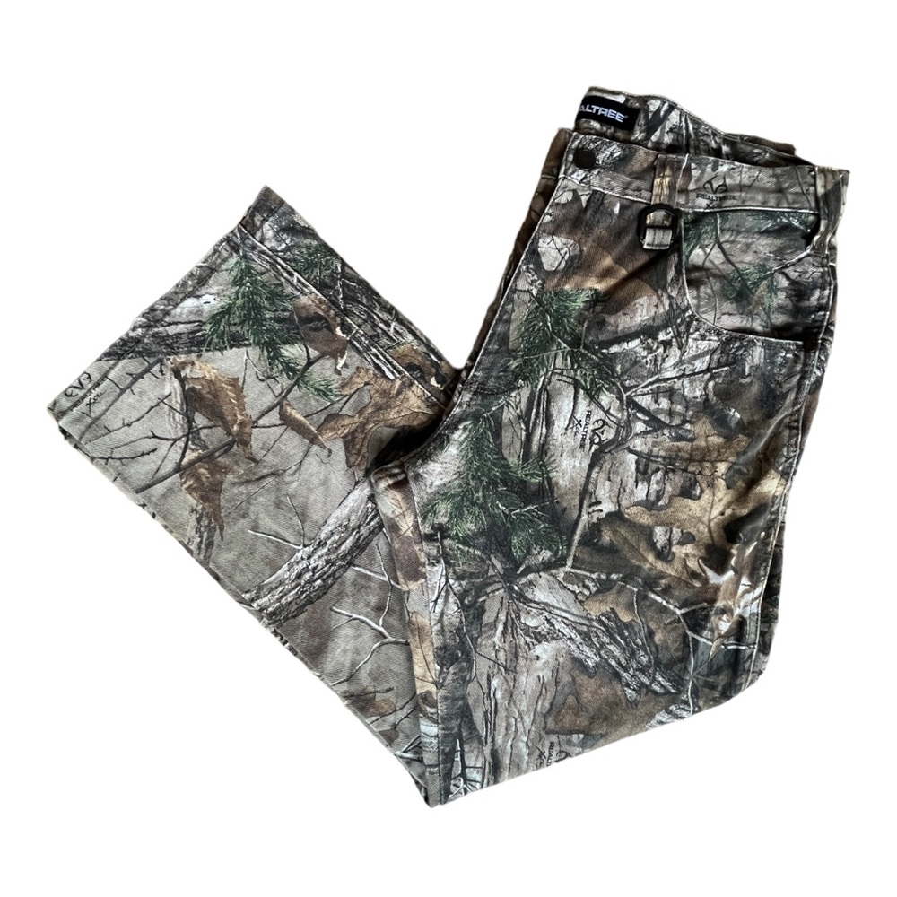 Realtree Mens Camo Pants Green Brown Chino Outdoors 5 Pocket 34x30 Hunting Hunt